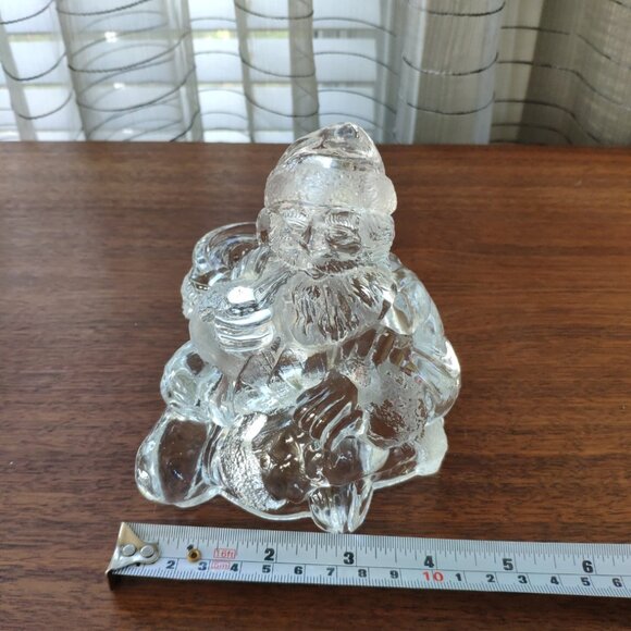 Glass Sitting Santa with Gifts Vintage Candlestick Holder 6" - Picture 7 of 8